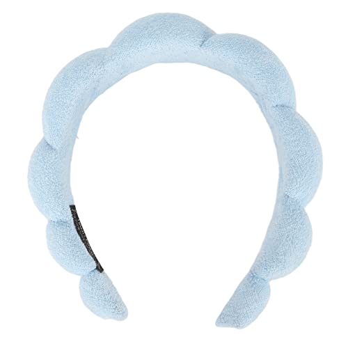 Schwamm-Stirnband, Blau, Saugfähig, Elastisch, Verhindert Verrutschen, Spa-Stirnband, Bauschiges, Weich Gepolstertes Schwamm-Make-up-Stirnband, Niedliches Gepolstertes Haarband für Spa-Make-up, Gesich von TITA-DONG