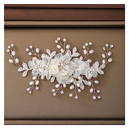 Blume Strass Perle Haarspange Kamm Stirnband Frauen Hochzeit Haarschmuck Zubehör for Frauen Braut Tiara Stirnband Clip Geschenk von TIYGHI