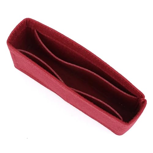 Filzeinsatz Tasche Filz-Stoffbeutel-Liner, multifunktionale Reise-Einsatztasche, Make-up-Organizer, gefütterte Tasche, Super-Kosmetiktaschen for Damen (Color : No Zipper red, Size : L (24x6x11cm)) von TIYGHI