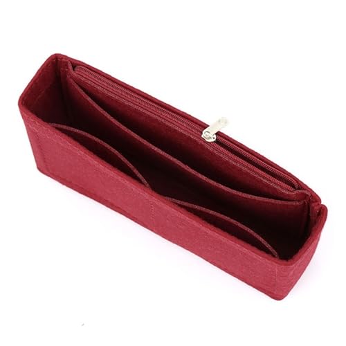 Filzeinsatz Tasche Filz-Stoffbeutel-Liner, multifunktionale Reise-Einsatztasche, Make-up-Organizer, gefütterte Tasche, Super-Kosmetiktaschen for Damen (Color : Zipper Style red, Size : L (24x6x11cm) von TIYGHI