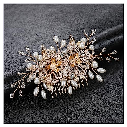 Mix Stil Elegante Kristall Perle Blume Haarschmuck Hochzeit Haarschmuck Haarkamm Braut Haarspangen Tiara Haarschmuck (Color : 0214-03) von TIYGHI