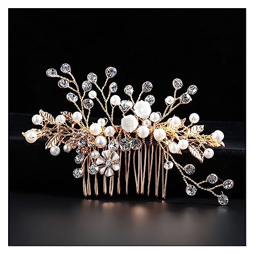 Mix Stil Elegante Kristall Perle Blume Haarschmuck Hochzeit Haarschmuck Haarkamm Braut Haarspangen Tiara Haarschmuck (Color : 18) von TIYGHI