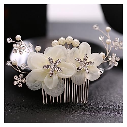 Mix Stil Elegante Kristall Perle Blume Haarschmuck Hochzeit Haarschmuck Haarkamm Braut Haarspangen Tiara Haarschmuck (Color : 2) von TIYGHI