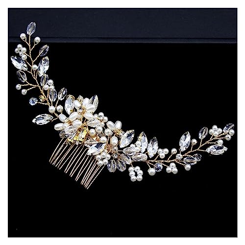 Mix Stil Elegante Kristall Perle Blume Haarschmuck Hochzeit Haarschmuck Haarkamm Braut Haarspangen Tiara Haarschmuck (Color : 4) von TIYGHI
