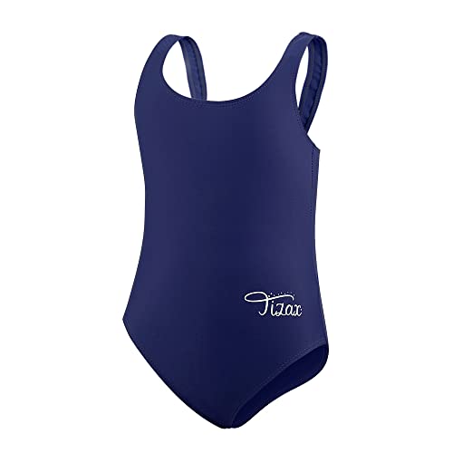 TIZAX Einteiliger Badeanzug für Mädchen Kinder Racerback Sport Schwimmanzug Marineblau 6 Jahre 116 von TIZAX