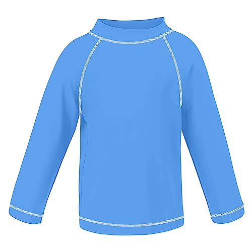 TIZAX Kinder Jungen Schwimmshirt Langarm UV Badeshirt Badebekleidung Schnelltrocknend für Kinder Blau 13-14 Jahre Etikett 14 von TIZAX