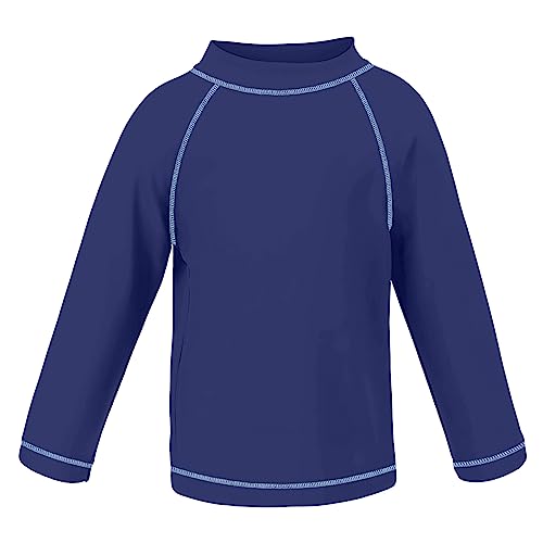 TIZAX Kinder Jungen Schwimmshirt Langarm UV Badeshirt Badebekleidung Schnelltrocknend für Kinder Marineblau 13-14 Jahre Etikett 14 von TIZAX