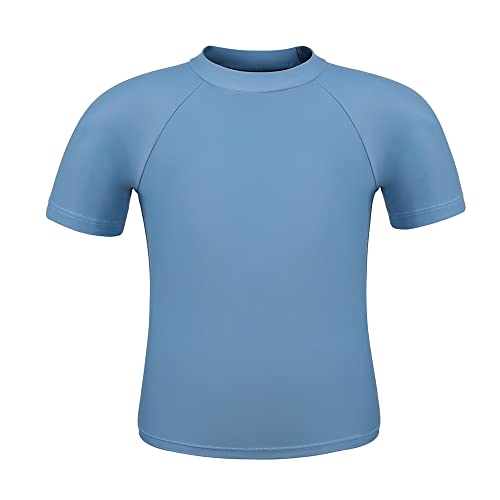 TIZAX Kinder Kurzarm UV Badeshirt Schwimmshirt Rashguard für Jungen Schnelltrocknend Blau-Grau 11-12 Jahre Etikett 12 von TIZAX