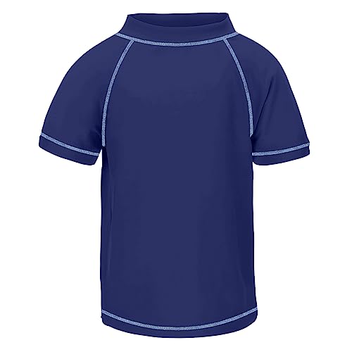 TIZAX Kinder Kurzarm UV Badeshirt Schwimmshirt Rashguard für Jungen Schnelltrocknend Marineblau 11-12 Jahre Etikett 12 von TIZAX