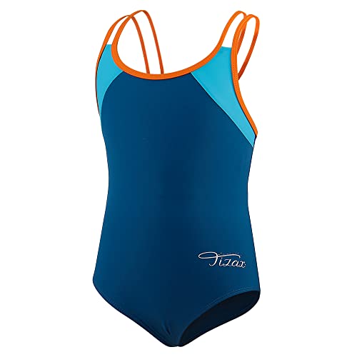 TIZAX Mädchen Einteiliger Badeanzug Zurück überqueren Multi Straps Kinder Bademode UPF 50+ Schnell Trocknen Strand Bikini Badebekleidung Dunkelblau 12 Jahre 146/152 von TIZAX