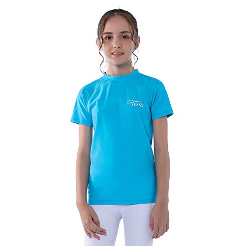 TIZAX Mädchen Kurzarm UV Schwimmshirt Kinder Badeshirt UPF50 + Schnelltrocknend Rashguard Helles Blau 4 Jahre von TIZAX