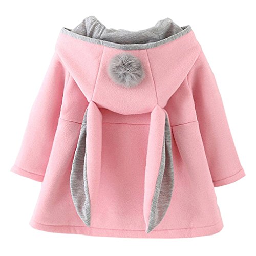 TMEOG Baby Mantel Mädchen Jacke Kleinkind Mädchen Baumwolle Kapuzenjacken mit Hasenohren Langärmeliger Kapuzenpullover Baby Kleidung für Mädchen (Rosa,12-18 Monate) von TMEOG