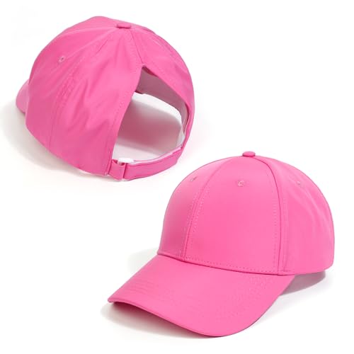 TMEOG Cap Damen Herren Basecap Sommer Kappe Baseball Caps Unifarben Pferdeschwanz Cap mit Loch für Zopf Baseballkappe Cappy Frauen Männer Sportkappe Atmungsaktiv(Dunkelrosa,56-59cm) von TMEOG