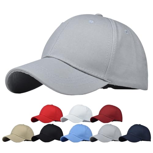 TMEOG Cap Damen Herren Basecap Sommer Kappe Baseball Caps Unifarben Pferdeschwanz Cap mit Loch für Zopf Baseballkappe Cappy Frauen Männer Sportkappe Atmungsaktiv(Grau,54-60cm) von TMEOG