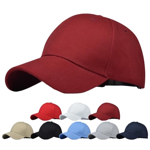 TMEOG Cap Damen Herren Basecap Sommer Kappe Baseball Caps Unifarben Pferdeschwanz Cap mit Loch für Zopf Baseballkappe Cappy Frauen Männer Sportkappe Atmungsaktiv(Weinrot,54-60cm) von TMEOG