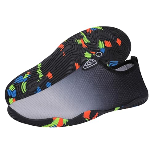 Wasserschuhe, Barfußschuhe, Herren, Damen, Schwimmen, Aqua, Meer, Nassschuhe, Pool, Neoprenanzug, Surf, Paddel, Boardschuhe, leicht, Segeln, Rock, Riff, Sand, Fluss, C Grau, 44 EU von TMEOG