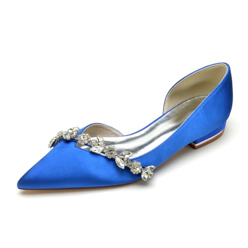 TNMIUH Elegante Brautschuhe Flach, Spitze Ballerinas in Weiß/Elfenbein Satin mit Kristallbrosche,Bequeme Niedrige Schuhe für Hochzeit/Mutter der Braut/Hochzeitsgäste,Royal Blue,42 EU TNMIUH Elegante Brautschuhe Flach, Spitze Ballerinas in Weiß/Elfenbein Satin mit Kristallbrosche,Bequeme Niedrige Schuhe für Hochzeit/Mutter der Braut/Hochzeitsgäste,Royal Blue,42 EU von TNMIUH