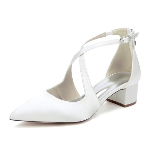 TNMIUH Elegante Damen Brautschuhe, Weiß/Elfenbein Satin, Spitze Pumps mit Kreuzriemen, Blockabsatz niedrigem Absatz Bequeme Hochzeits Schuhe,Elfenbein,39 EU TNMIUH Elegante Damen Brautschuhe, Weiß/Elfenbein Satin, Spitze Pumps mit Kreuzriemen, Blockabsatz niedrigem Absatz Bequeme Hochzeits Schuhe,Elfenbein,39 EU von TNMIUH