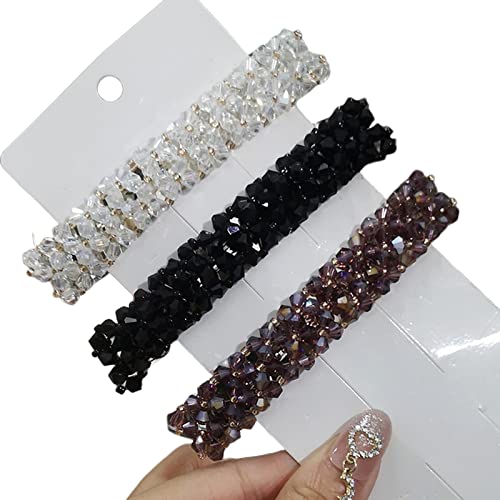 TOBILE Haarspangen, 6 Stück, süße Farbe, Kristall, handgefertigte Perlen, Haarspangen für Damen und Mädchen, einfach, weiß, schwarz, lila von TOBILE
