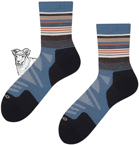 TODO BP COLOR Sehr Dünn Merino Wandersocken Damen und Herren, 70% Merinowolle Trekking-Socken, Atmungsaktiv Outdoor Socken (Deep Sea, 35-38) von TODO