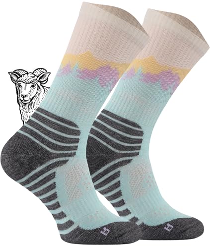 TODO BP LIGHT Dünn Merino Wandersocken für Damen, Herren Trekking-Socken, Atmungsaktiv, 55% Merinowolle Blend Funktionssocken, Outdoor (Falcon Pastel, 35-38) von TODO