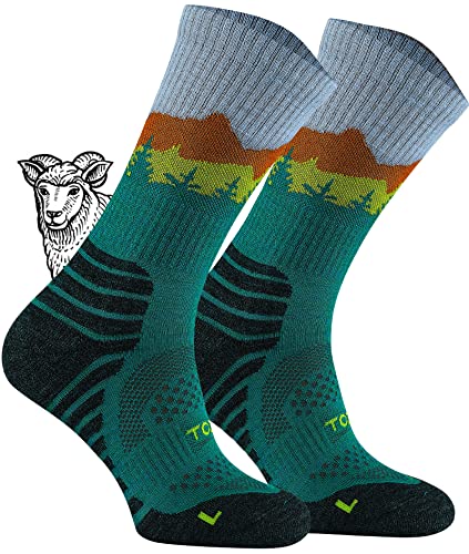 TODO BP LIGHT Dünn Merino Wandersocken für Herren, Damen,Trekking-Socken, Atmungsaktiv, 55% Merinowolle Blend Funktionssocken, Outdoor (Falcon Petrolio, 39-42) von TODO