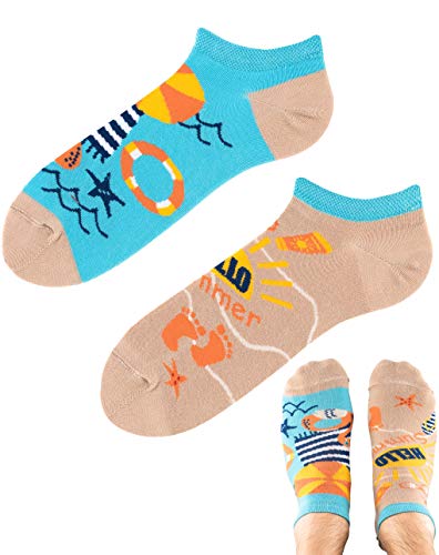 TODO COLOURS Lustige Sneakersocken - Summer Holidays Low - bunte knöchelsocken mit Motiv für Individualisten (Summer Holidays Low, 43-46) von TODO