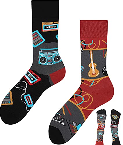 TODO Lustige Socken Herren und Damen, Coole Socken mit Motiv - Bunte, Mehrfarbige, Verrückte (35-38, Musik) von TODO