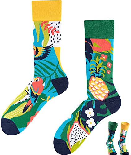 TODO Colours Lustige Socken mit Motiv - Mehrfarbige, Bunte, Verrückte für Herren und Damen (39-42, Ananas – Papagei) von TODO