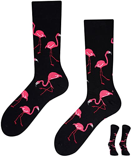 TODO Colours Lustige Socken mit Motiv - mehrfarbige, bunte, Verrückte für Herren und Damen (43-46, Flamingo Lover) von TODO