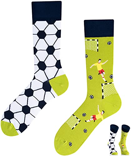 TODO Colours Lustige Socken mit Motiv - Mehrfarbige, Bunte, Verrückte für Herren und Damen (39-42, Fußball Zeit) von TODO