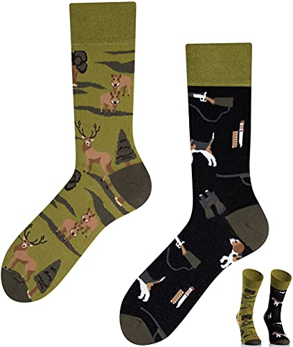 TODO Colours Lustige Socken mit Motiv - mehrfarbige, bunte, Verrückte für Herren und Damen (43-46, Hunting) von TODO