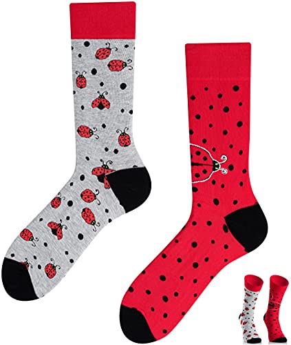 TODO Colours Lustige Socken mit Motiv - Mehrfarbige, Bunte, Verrückte für Herren und Damen (43-46, Ladybug Socken) von TODO