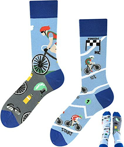 TODO Colours Socken Lustig mit Motiv für Herren und Damen - Lustige, Mehrfarbige, Verrückte (35-38, Tour de Bike) von TODO