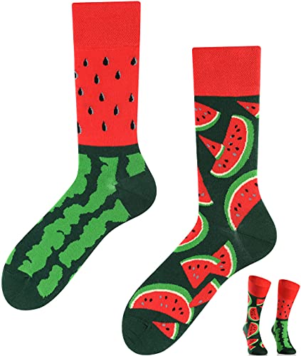 TODO Colours Lustige Socken mit Motiv - Mehrfarbige, Bunte, Verrückte für Herren und Damen (35-38, Wassermelonen Socken) von TODO