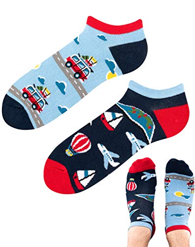 TODO Colours Motiv Sneaker-Socken Adventure Trip LOW Lustige Expedition socken Damen und Herren, mehrfarbige, verrückte, bunte Knöchelsocken (Adventure Trip Low, 43-46) von TODO