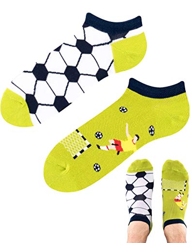 TODO Colours Motiv Sneaker-Socken Football Time LOW Lustige Fußball mehrfarbige, verrückte, bunte Knöchelsocken Damen Herren (Football Time, 39-42) von TODO