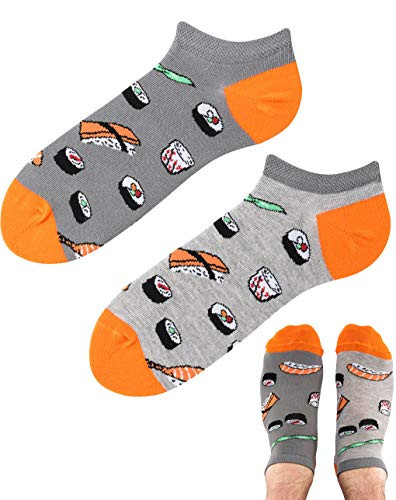 TODO ColoursLustige Sneaker-Socken Sushi LOW Lustige socken bunte Knöchelsocken Damen Herren (Sushi Low, 35-38) von TODO