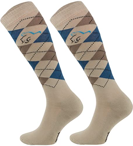 TODO Comodo Karierte Reitsocken STPDJ | Reitstrümpfe Reiter Kniestrümpfe | Baumwolle Socken Damen Herren Kinder (STPDJ - RS9, 31-34) von TODO