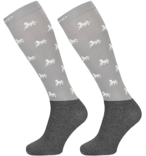 TODO Comodo Reitsocken Modern STPJM | Dünn Atmungsaktiv Reitstrümpfe Damen Herren Kinder Reiter Kniestrümpfe (STPJM - Horses 08, 35-38) von TODO