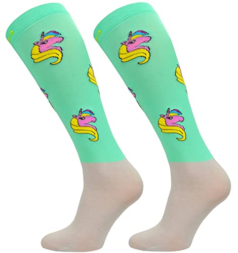 TODO Comodo Reitsocken Modern STPJM | Dünn Atmungsaktiv Reitstrümpfe Damen Herren Kinder Reiter Kniestrümpfe (STPJMw - UNICORN 01, 31-34) von TODO