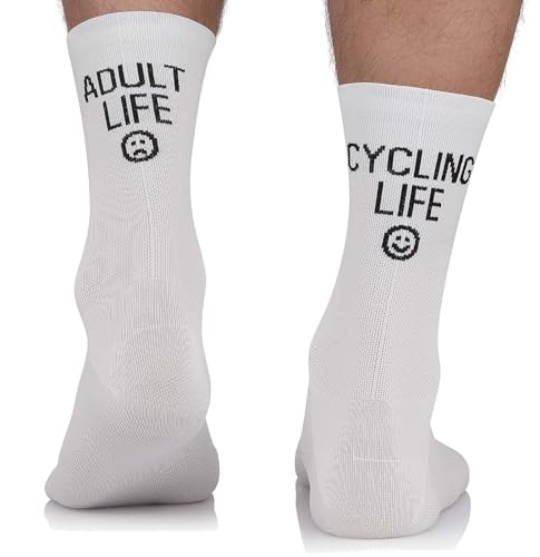 TODO Fahrradsocken Herren und Damen. Atmungsaktive Rennrad Socken. Motiv Fahrrad-Socken Herren, Radsocken Herren (Cycling Life, 35-38) von TODO