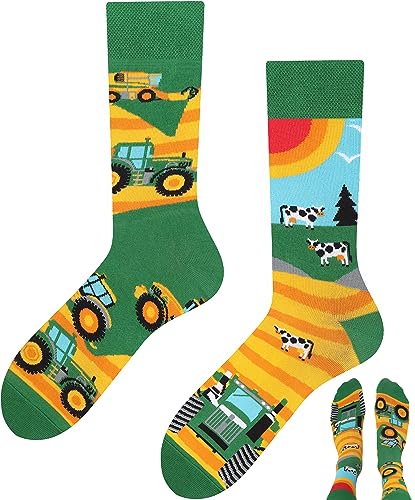 TODO Lustige Traktor Socken Herren und Damen, Coole Socken Trecker mit Treckersocken Motiv (Socken Traktor 39-42) von TODO