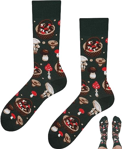 TODO Lustige Socken Damen und Herren, Coole Socken mit Motiv - Bunte, Mehrfarbige, Verrückte (39-42, Pilze) von TODO