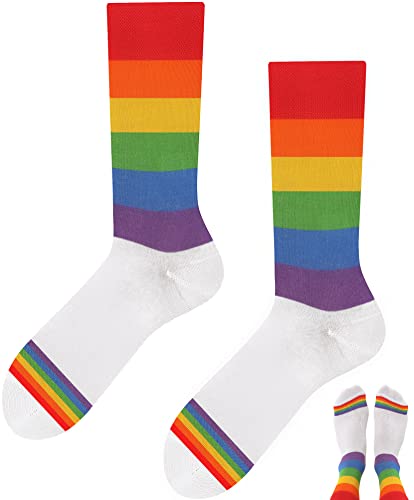 TODO Lustige Socken Damen und Herren, Coole Socken mit Motiv - Bunte, Mehrfarbige, Verrückte (39-42, Regenbogen) von TODO