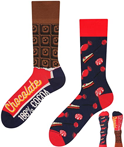 TODO Lustige Socken Herren und Damen, Coole Socken mit Motiv - Bunte, Mehrfarbige, Verrückte (35-38, Schokolade) von TODO
