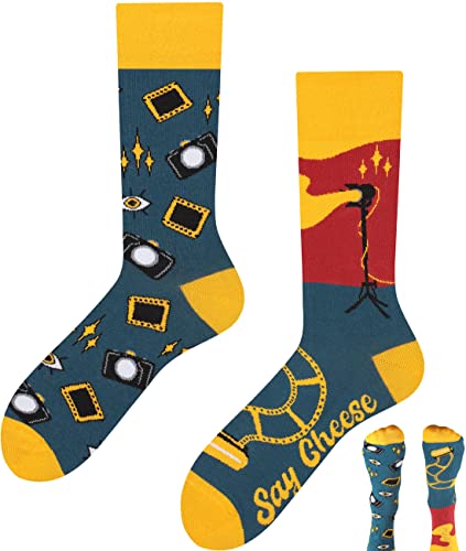 TODO Lustige Socken Herren und Damen, Coole Socken mit Motiv - Bunte, Mehrfarbige, Verrückte (39-42, Kamera) von TODO
