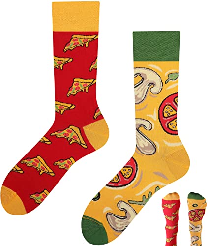 TODO Lustige Socken Herren und Damen, Coole Socken mit Motiv - Bunte, Mehrfarbige, Verrückte (39-42, Pizza) von TODO