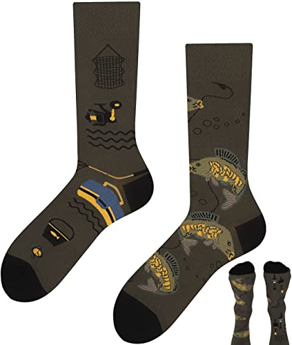 TODO Lustige Socken Herren und Damen, Coole Socken mit Motiv - Bunte, Mehrfarbige, Verrückte (43-46, Angeln) von TODO