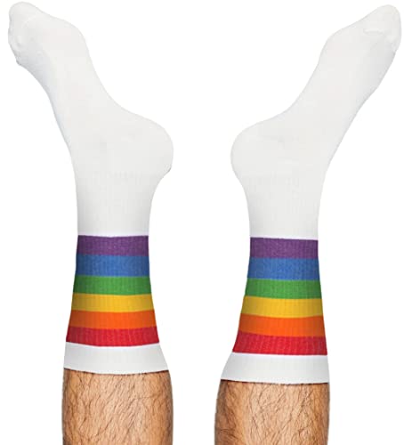 TODO Socken PRIDE Motiv Unisex mit LGBT Flagge Baumwolle Weiß und Schwarz mit Regenbogen (43-46, Weiss) von TODO